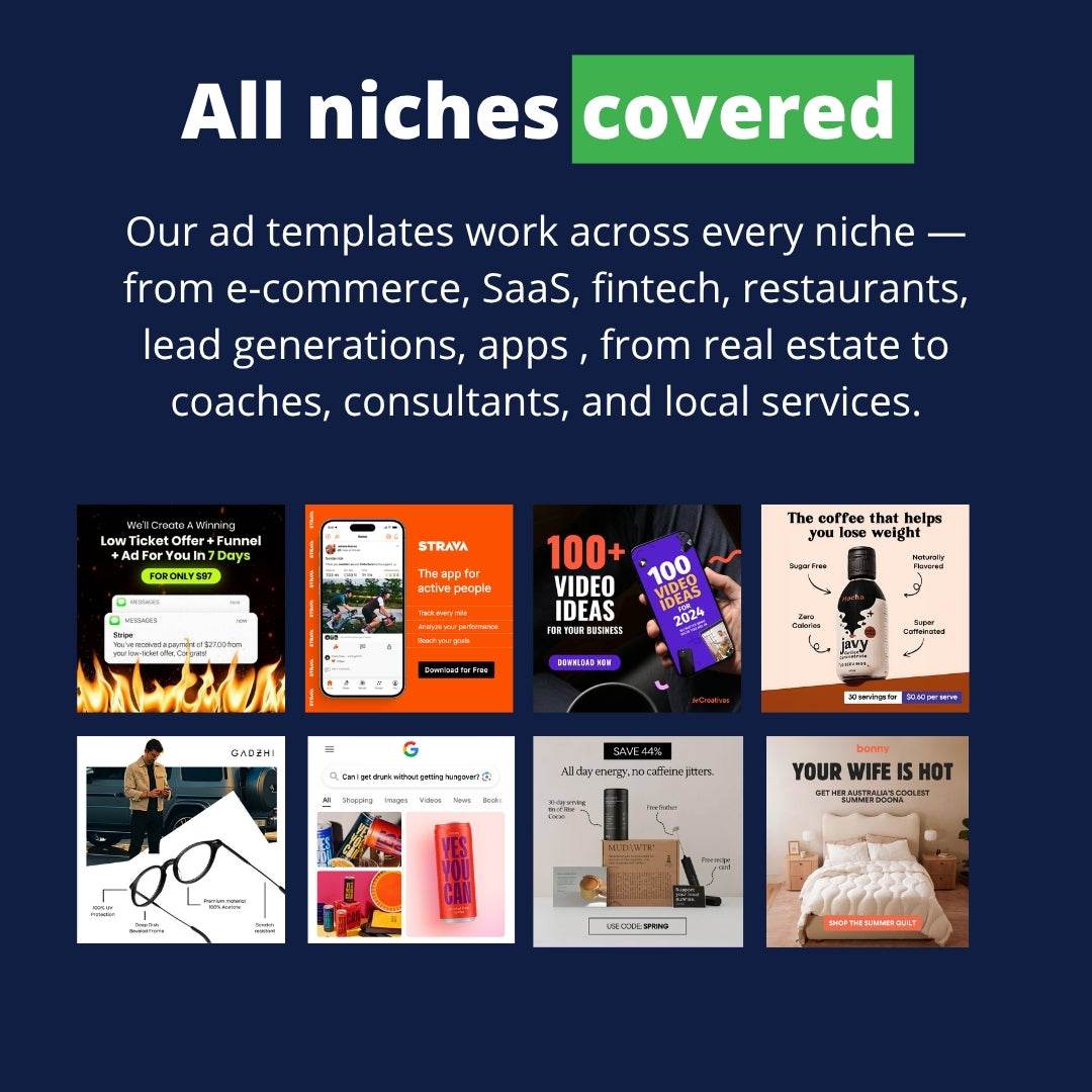 600+ Static Ads Canva Templates Pack - RocketAds.Club